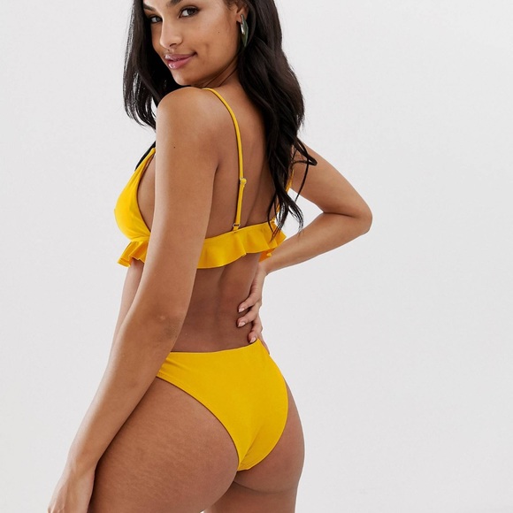 Miss Selfridge V Front Bikini Brief Bottom in Yellow - Picture 2 of 9